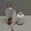 5" & 4" Wide Versatile Metal Candle Holder in Antique Brass with Handmade Thick, Heavy & Sturdy Glass Dome for Pillar Candle, Industrial, Modern, Shelf, Mantel, Veranda, Porch (Brass, Large & Small)