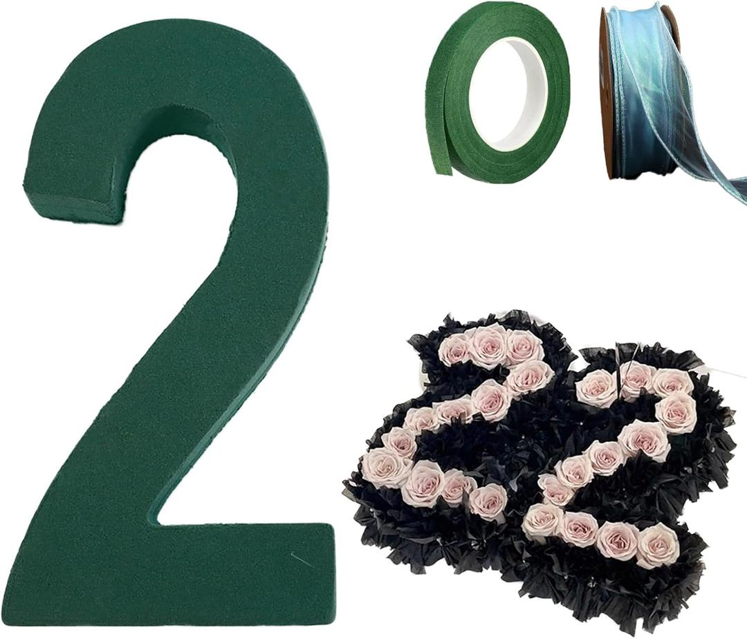 Number Floral Foam Garland,2 Number Shape Sponge Blocks Flower Holder for Wedding Car Decoration