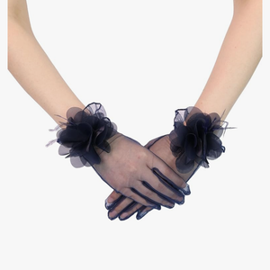 Tulle Short Gloves Floral Tea Party Gloves for Women Wedding Accessories