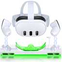 Charging Dock for Meta Quest 3 VR Headset/Controllers with Light, Magnetic Fast Charging Station for Meta Quest 3 Accessories with 2 Rechargeable Batteries and USB C Cable