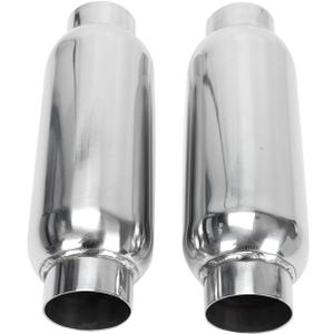 2.5 Inch Inlet 2.5 Inch Outlet Muffler, Pair of Universal Stainless Steel Weld-on Exhaust Muffler/Resonator Deep Sound for Cars, 12" Overall Length