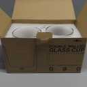 Aquach Double Wall Glass Espresso Coffee Cup 8 oz. 2pcs, Clear Drinking Glasses Insulated, Single Wall Mouth/Double Wall Body