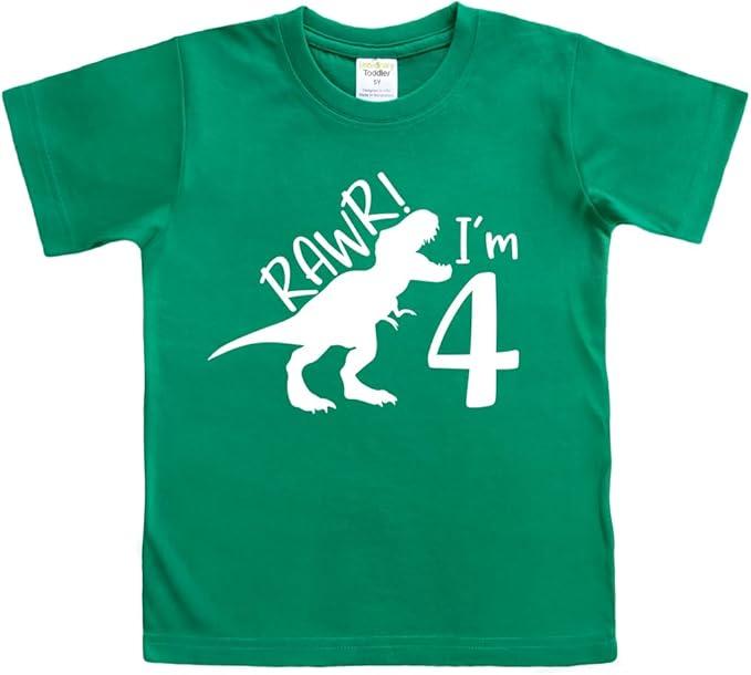 rawr im 4 Year Old boy Shirt Roar 4th Birthday Shirt boy Four Dinosaur Tshirt, Size XS 