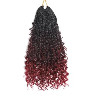 8 Packs Goddess Box Braids Crochet Hair 12inch Pre-Looped Bohemian Braiding Hair with Curly Ends Synthetic CrochetHair for Women (1B530350, 12 Inch (Pack of 8))