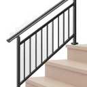 Hand Rails for Outdoor Steps,4 Step Stair Handrail & Indoor Stair Railing KitMetty Metal Railings for Outdoor Steps and Hand Rails for Seniors for Porch Railing -Blcak (Black with Balusters)