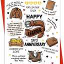 3rd Anniversary Card, Leather Anniversary Card for Husband Wife | 3 Year Wedding Anniversary Card Gift Decoration, 5 x 7 Inches with Envelopes and Stickers