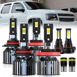 For 2007 2008 2009 2010 2011 2012 2013 2014 Chevy Tahoe Light Bulbs, 9005 High Beam H11 Low Beam H16 Fog Light License Plate Lights Combo, 8-PCS