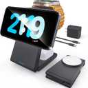 Kysson Foldable 3 in 1 Charging Station for Multiple Devices, Travel Wireless Charger for MagSafe Charger Stand, Magnetic Charging Stand for iPhone 17/16/15/14/13/12 for iWatch AirPods Black