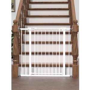 36" Extra Tall Baby Gate for Stairs, 29.5-40.5" Wide Dog Gate for Doorways, Walk Thru Auto Close Metal Pet Gate for The House, Stairs and Doorways, Child Gate Pressure Mounted Dog Gate Indoor - White