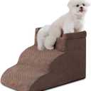 EHEYCIGA 3-Step Curved Dog Stairs for Small Dogs 14" H, Brown
Dog Ramp for Couch, Pet Stairs for Chairs, Steady High-Density Foam, Anti-Slip, Removable Washable Cover, Safety