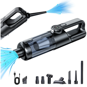 Suitu ST-126Plus High Power Handheld Vacuum Cleaner 18000Pa Suction 6000mAh Battery Rechargeable Cordless Mini Air Duster LED Display Portable for Car Home Office Cleaning Pet Hair Removal - Black