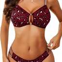 Avidlove Lingerie Set for Women Cut Out Sexy 2 Piece Bra and Panty Set Strappy Underwear Lingerie (Large, Red Leopard)