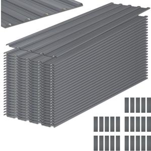 Metal Roof Panels 20 pcs 6.1ft Galvanized Steel Corrugated Tin Roofing Panels Gazebo Top Cover Garages,Sheds, Stables and Mobile Homes Replacement for Patio Outdoor Garden, Gray