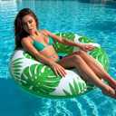 4 x ShinyRelief 1 Pc Large Adults Pool Tubes 42inch Inflatable Floats Tube Tropical Leaves Inflatable Pool Floats Rings Swimming Ring for Summer Hawaii Swimming (Green)