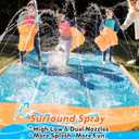 Spring Water Slip and Water Slide for Kids Backyard, 17ft*3 Racing Lanes Slip Water Slides with Sprinkler for Age 5-8 8-12, Summer Outdoor Water Toy with 3 Inflatable Bodyboards