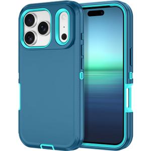 I-HONVA for iPhone 17 Pro Max Case Shockproof Dust/Drop Proof 3-Layer Full Body Protection [Without Screen Protector] Rugged Heavy Duty Cover Case for Apple iPhone 17 Pro Max 6.9" 2025,Turquoise