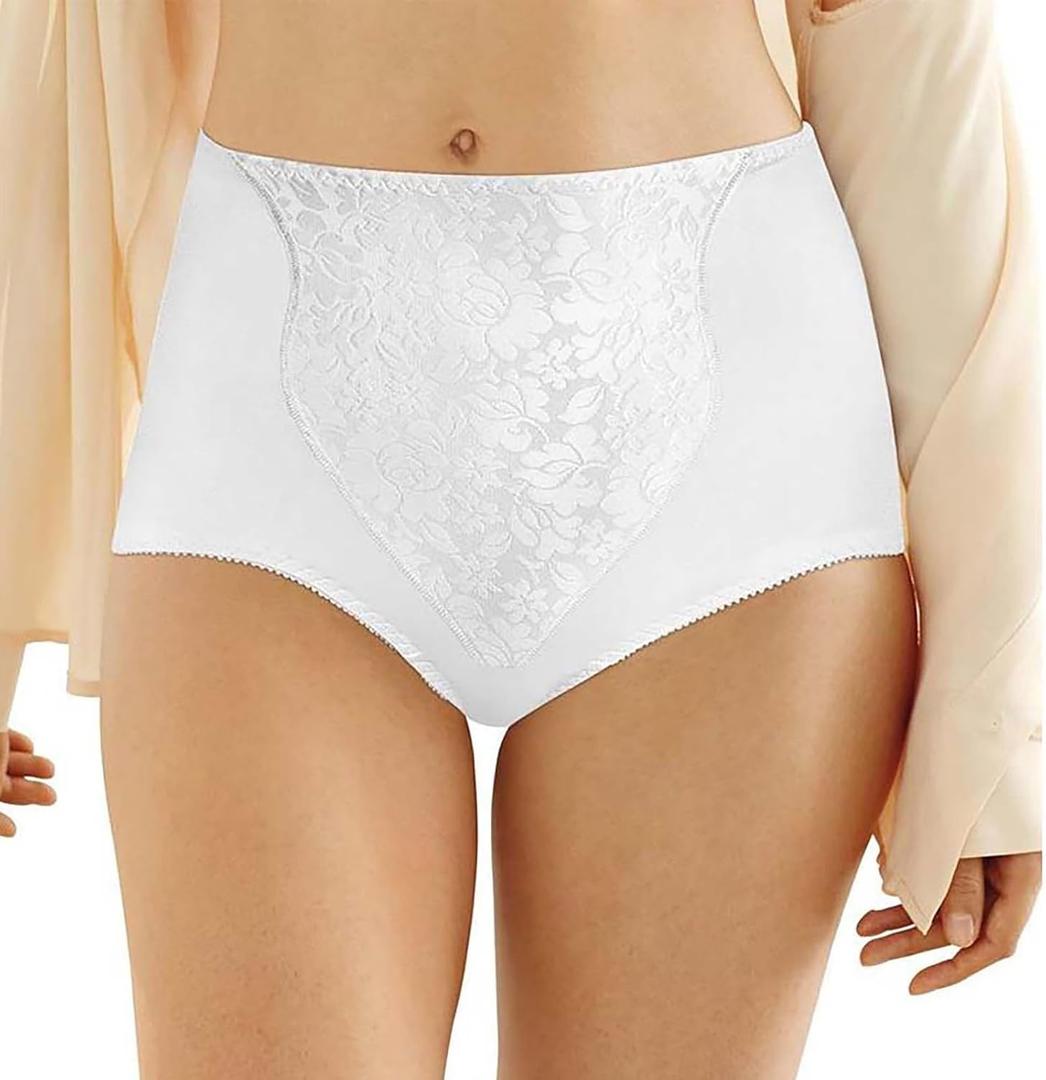 Bali Womens Shapewear Double Support Light Control Brief with Lace Fajas 2-Pack DFX372 (White, XXXL)