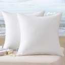 MIULEE Pack of 2 Decorative Outdoor Waterproof Pillow Covers Square Garden Cushion Sham Throw Pillowcase Shell for Spring Patio Tent Couch 18x18 Inch White