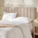 Hearth & Harbor Upholstered Full Headboard - Easy Assemble Channel Stitched Headboard Full Size - Wall Mounted Headboards with 3D Soundproof Wall Panels Peel & Stick Floating Headboards, Beige