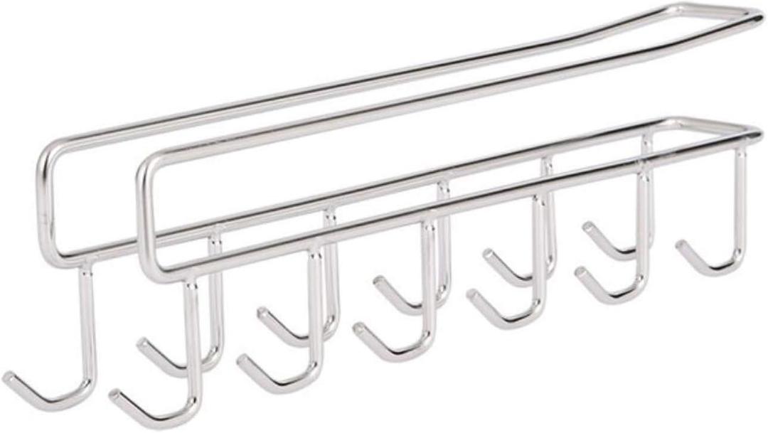 Under Cabinet Utensils Hanger Without Drilling, Stainless Steel Cup Rack Under Cabinet, Fit for 1 Inch Thickness Shelf or Less