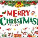 Swepuck 72x43inch Fabric Merry Christmas Backdrop Little White Goose Bell Xmas Pine Tree Snowflake Gift Photography Background Holiday Party Decorations Photo Booth Banner