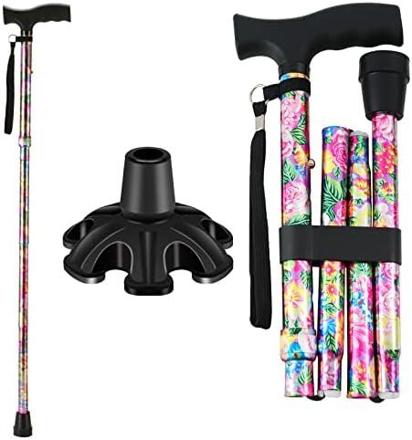 Walking Cane LIXIANG Cane for Man/Woman | Mobility & Daily Living Aids | 5-Level Height Adjustable Walking Stick | Comfortable Plastic T-Handle Portable Walking Stick Folding Cane