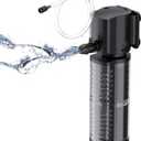 FREESEA Aquarium Fish Tank Filter: 5W 132GPH Internal Filter Pump 2-Stage Filtration for 10-35 Gallon Saltwater Betta Turtle Tanks