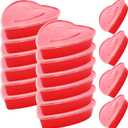 12 Pcs 17 Oz Heart Shaped Container Plastic Seasoning Containers Box Food Storage Containers with Clear Transparent Lids Reusable Dessert Box for Fruit Vegetable (Red)