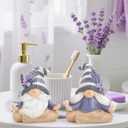 Hodao 2PCS Zen Lavender Meditation Gnomes Figurines Set- Yoga Themed Inspired Home Table & Shelf Decor for Relaxation & Serene Living Spaces Yoga Lavender Decor Retirement Gifts for Women (Grey-3)
