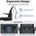 Drafting Chair Tall Office Chair with Flip-up Armrests, Adjustable Height, and Enhanced Lumbar Support - Ergonomic Rolling Stool, Back Support, and Adjustable Foot Rest Ring for Standing Desk Black