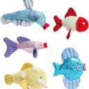 Nocciola Catnip Toys, 5 Pack Cat Toys for Indoor Cats with 100% Natural Catnip, Cotton-Free Kitten Toys in Assorted Colors, Soft Surface, Teething, Chewing & Kicker Floppy Fish Cat Toys