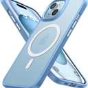 TORRAS Magnetic Case for iPhone 14/15, Compatible with MagSafe, Military Grade Drop Tested, Shockproof Hard Back Soft Edge Slim Protective Case, Blue (iPhone 14/15 Case 6.1 inch, 2 Cameras, 3 Blue)