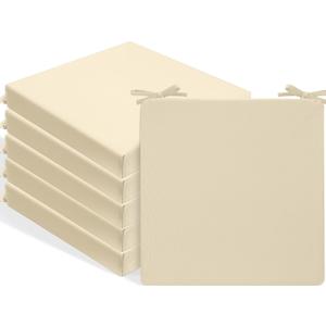Preboun 6 Pack Outdoor Chair Cushions 22" x 22" x 3" Patio Waterproof Fade Resistant Seat Cushions with Ties Replacement Chair Pads for Patio Furniture Garden Sofa Couch (Beige)