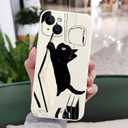 for iPhone 15 Plus Case Anti Scratch Soft Microfiber Lining, Soft Shockproof Slim Fit Floral for iPhone 15 Plus Phone Cover 6.7 inch-Cat White