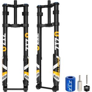 20/26 Inch 5.0 Fat Tire Bike Air Mountain Bike Inverted Suspension Fork, Thru Axle 15 * 150mm MTB Manual Lockout, Rebound Adjustment Straight Tapered Front Forks for Snow Beach E-Bike