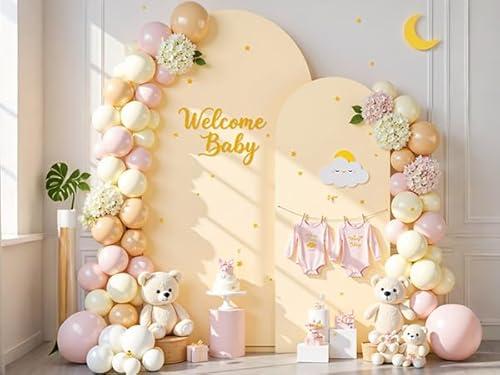 Champagne Arch Cover 3 Set-7.2FT, 6FT Arch Backdrop Cover Spandex Fitted Wedding Arch Stand Covers for Birthday Party Baby Shower Bridal Shower Wedding Ceremony Banquet Photo Background Decorations