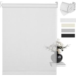Boolegon Light Filtering Roller Shades for Windows, 5% Openness Solar Shades,Sheer Blinds Window Treatments,UV Protection,Thermal Insulated Fabric,Windows Shades for Office,Home, White,Customize Now