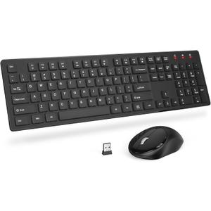 Wireless Keyboard and Mouse, Trueque Silent 2.4GHz Cordless Full Size USB Mouse Combo, Long Battery Life, Lag-Free for Computer, Laptop, PC, Windows, Mac, Chrome OS (Black)