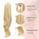 Ponytail Extension,Hair Extension Ponytail 20" Long Claw Hair Extension Synthetic Wavy Straight Hairpieces Ponytail Clip in Ponytail Wig Daily Fluffy Pony Tail for Women(Light Honey Blonde)