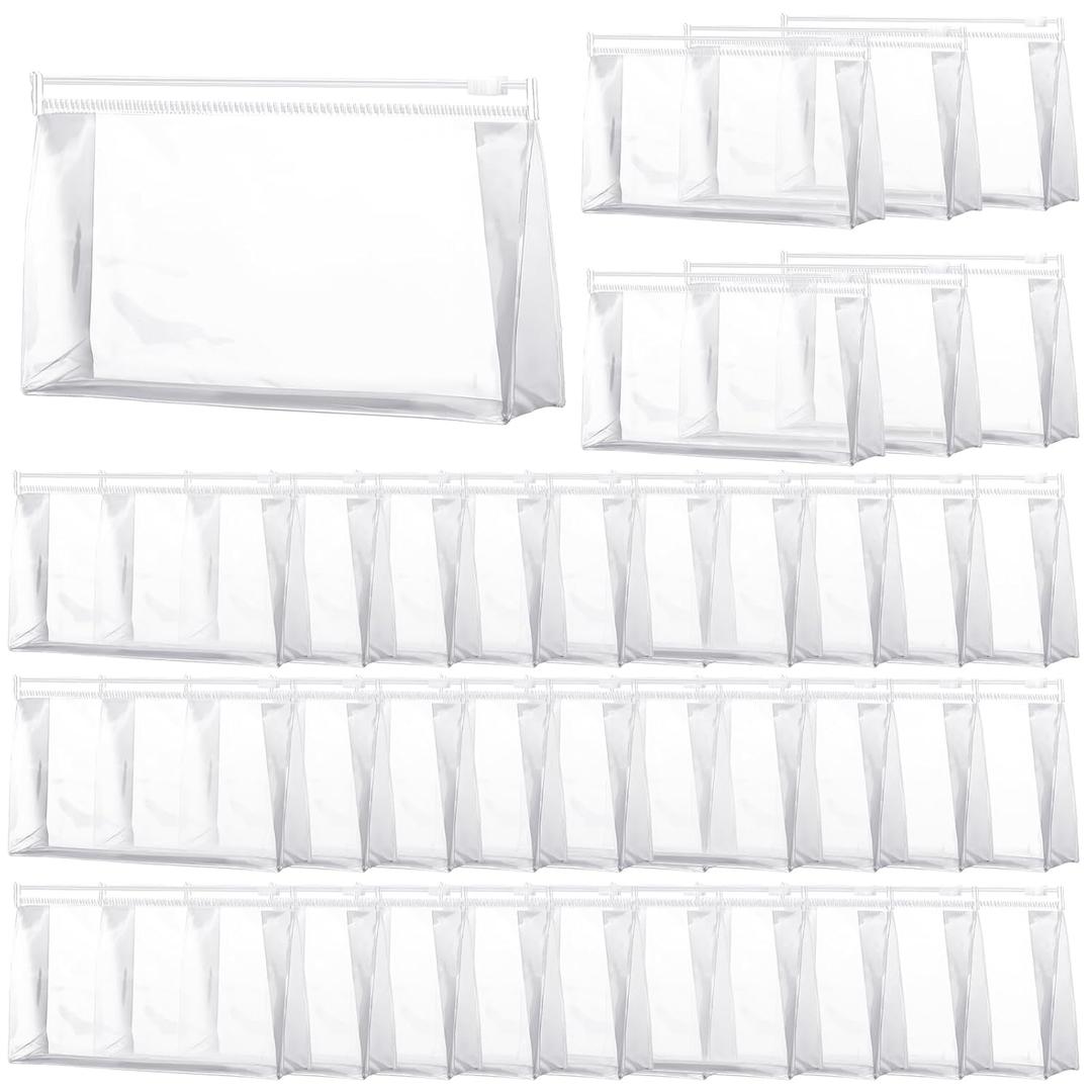 Xuniea 50 Pcs Mini Clear Makeup Bag Small Clear Zipper Pouch Travel Plastic Cosmetic Organizer Waterproof for Toiletries Swimsuit Bikini Bathing Suit(7.5'',Transparent) (7.5 x 4.3 x 2.2 in)