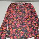 SELINK Long Sleeve Mesh Tops for Women Floral Print Sheer Blouses Mock Neck See Through Shirts Rose-S