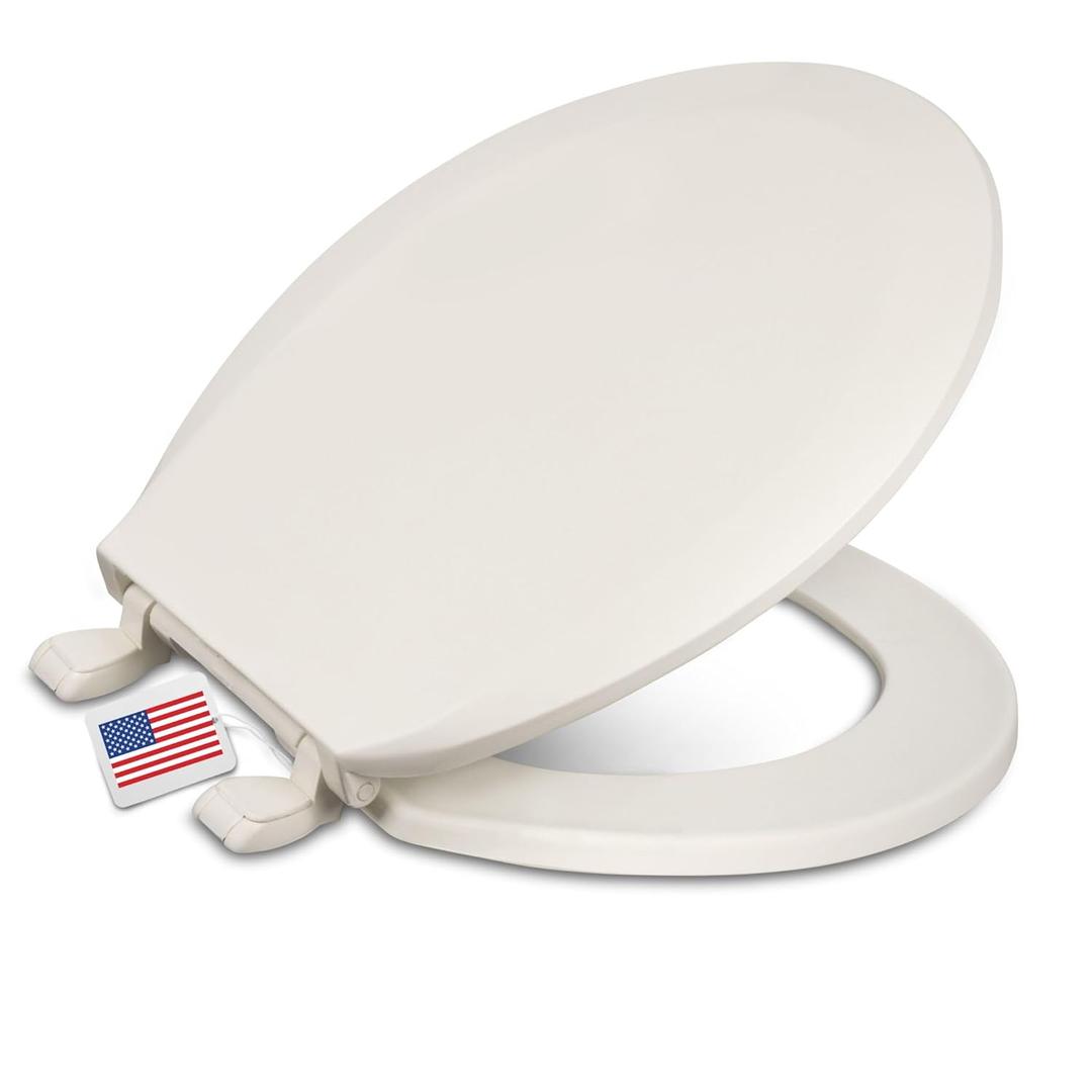 Centoco Round Toilet Seat, Scratch-Resistant Plastic Finish, Fits Kohler/American Standard/TOTO, Light Weight Residential, Made in the USA, DSAMAZ12-416, Biscuit
