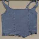 SHENHE Women's Denim Tank Top Sleeveless Square Neck Backless Slim Fit Y2k Crop Top S