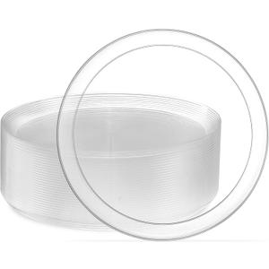 PLASTICPRO Plastic Party Plates Edge Collection Premium heavyweight Elegant Disposable Tableware Dishes (Clear, 8.6'' INCH PLATES)