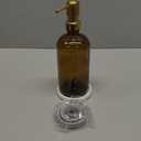 Luxury Glass Hand Soap Dispenser Bathroom Set by Brighter Barns - Refillable Liquid Hand Soap Dispenser Set for Kitchen - Gold Bathroom Decor and Accessories for Airbnb, Spa, Hotel, Gifts (Amber/Gold)