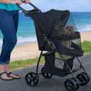 Pet Gear Happy Trails Lite Pet Stroller for Cats/Dogs, Zipper Entry, Easy Fold with Removable Liner, Safety Tether, Storage Basket, Cheetah Print