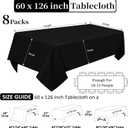8 Pack Black Tablecloths 60 x 126 Inch Rectangular Table Cloths for Rectangle Tables 8ft, Wrinkle Resistant Black Table Cloth Washable Polyester Fabric for Buffet Wedding Party Banquet