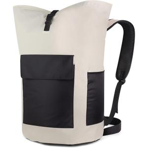 Haevon Laundry Backpack - 131L Heavy Duty Laundry Bag with Padded Shoulder & Waist Straps, Removable Liner College, Dorm, Apartment, Travel, Outdoor - Big Laundry Bag for Easy Carrying (Grey Black)