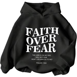 WDIRARA Girl's Letter Graphic Hoodies Long Sleeve Hooded Sweatshirts Pullover Tops (Black)