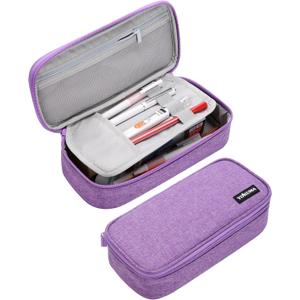 YOKUMA Pencil Case,Large Capacity Pencil Pouch,Aesthetic Zipper Pencil Box, Back to School Supplies for College Student Teen Adults,Travel Essentials,Electronic Cable Organize (Purple)